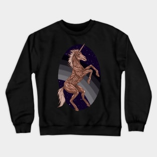 Zombie Unicorn with Black and Grey Rainbow at Night Crewneck Sweatshirt